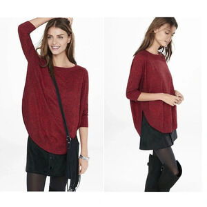 Express Dark Red Flecked Round Hem Oversized Sweater Xsmall Women’s